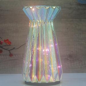 Mercury Glass Pillar Candle Pedestal Holders with Fairy Lights, Lighted up Candle Holder for Pillar Candle, Candlestick Holders with Timer for Wedding Home Dining Table Xmas (Colorful)