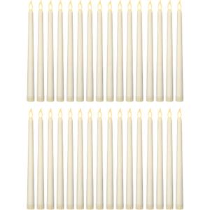 Treela 36 Pieces Flameless Taper Candles Flickering Faux LED Battery Operated Electric Fake Candles for Christmas Halloween Birthday Wedding Party(Ivory White,0.8x11 Inches,Smooth)