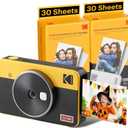 KODAK Mini Shot 2 Retro 4PASS 2-in-1 Instant Digital Camera and Photo Printer (2.1x3.4 inches) Initial 8 Sheets + 60 Sheets Bundle, Yellow