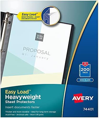 Avery Clear Heavyweight Sheet Protectors, Non-Glare, Easy Load, 200 Document Protectors (74401)