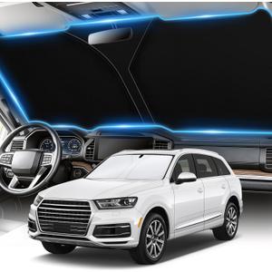 SINGARO 300T Universal Car Windshield Sun Shade, Foldable Reflective for Windshield & Window Shades with Overlapping Design, Car Interior Accessories (55" L x 26.7" W) (Standard)