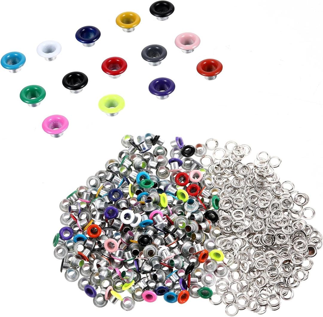 210 Set 5mm Eyelets and Grommets for Paper Crafts 3/16 inch Colored Metal Eyelets Grommets with Washers, Round Eyelets for Paper Crafts Fabric Leather Craft, Shoes Clothes Eyelets Hats Tents Repair