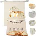 2Pack Reusable Beeswax Bread Bags Home-Baked Food Storage for Sourdough BagZippers Sticker Rotating buckle Seals Triple Protect Cotton Beeswax Food Bag. Bread Bags for Homemade Loaf Sourdough