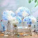 Yungyan Set of 4 Coastal Glass Vases with 8 Blue and White Hydrangea Flower Coastal Flower Vase with Boho Rope Wrapping for Beach Table Centerpiece Wedding Floral Arrangement Nautical Home Decor