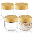 4 Pack Glass Jar With Airtight Lids Overnight Oats Containers With Lids Mason Jars Food Storage Containers For Yogurt Snacks Sugar Spice And More (bamboo lids, 300ml/10oz)