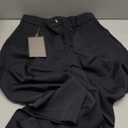 FUNYYZO Wide Leg Pants Women's High Elastic Waisted in The Back Business Work Trousers Long Straight Suit Pants (006# Black (Thin)) Small Short