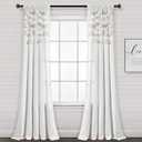 Lush Decor Boho Pom Pom Tassel Linen Textured Window Curtain Panel, Single 52" W x 84" L Off White -