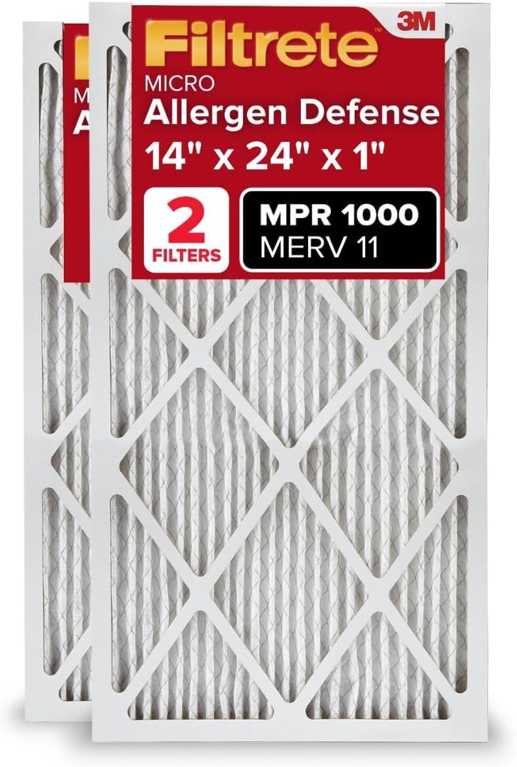 Filtrete 14x24x1, AC Furnace Air Filter MPR 1 MERV 11, Allergen Defense, 2-Pack (exact dimensions 13.81 x 23.81 x .81) Filtrete 14x24x1, AC Furnace Air Filter MPR 1 MERV 11, Allergen Defense, 2-Pack (exact dimensions 13.81 x 23.81 x .81)