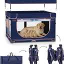 LOOBANI Foldable Whelping Box for Dogs and Puppies: 1 Min Setup Pet Puppy Playpen Indoor with Cover & Waterproof Bottom, Portable Birthing Box for Dog Cat Duck-43.3"x43.3"x27.1"Patented (Blue+Pink)