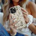 MERRO for iPhone 16 Pro Case - Wireless Charging Compatible - Dual-Layer Hard Shell & Silicone Cover - Protective Phone Case with Cute Wildflower Designs for Women - Floral Whisper