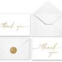 Thank You Cards with Envelopes & Stickers, Matte Gold Foil Cards Bulk Pack of 100, 4x6 Inch Minimalistic Design, Suitable for Business, Wedding, Small Business, Graduation, Bridal Shower, Funeral