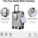 KYME Carry On Luggage 22x14x9 Airline Approved Hardshell Carry On Suitcases with Wheels Travel Rolling 20 Inch Luggage with Cup Holder for Women Men,Carry-on Silver Grey, Carry-On 20-Inchnon-expandable