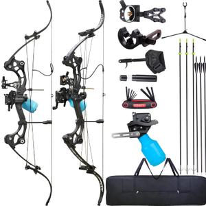 Bowfishing Bow Recurve Bow 30-45 Lbs Adjustable American Hunting Bow Compound Bow Fishing Bow for Archery Fishing Hunting Outdoor Shooting Right Hand (BLACK)