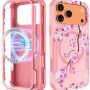 LISEVO for iPhone 17 Pro Max Case - Compatible with MagSafe Women Girls Cute Magnetic Protective Phone Cover Blossom Flower Girly Heavy Duty Shockproof Funda for iPhone 17 Pro Max Case