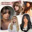 EINAEY Clip in Bangs 100% Real Human Hair, Darkest Brown French Fake Bangs, Bangs Hair Clip & Clip On Bangs for Women, Fringe with Temples, Natural Blend