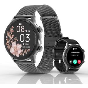 Smart Watches for Women, Sport Smart Watch Answer/Make Calls, IP68 Fitness Trackers with Sleep Heart Rate SpO2 Sleep Monitor Female Cycle, Smartwatch for iOS Android, 2 Bands