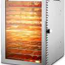 Food-Dehydrator Machine 12 Stainless Steel Trays, 10.9ft Meat Dehydrator for Jerky, 800W Dryer for Herbs, 190F Temperature Control,24H Timer,Powerful Drying Capacity for Fruits,Yogurt