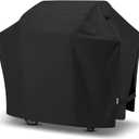 SunPatio Grill Cover 50 Inch, Outdoor Heavy Duty Waterproof Barbecue Gas Cover, UV & Fade Resistant, All Weather Protection Compatible for Weber CharBroil Kenmore Nexgrill Grills and More, Black