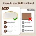 Vintage Arched Linen Cork Bulletin Board with Gold Bow 24"x 15" Elegant Decorative Pin Board for Walls, Metal Frame Vision Board for Notes, Photos, Inspiration, Chic Home Office Decor for Women
