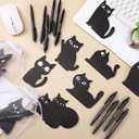 Harloon 12sets/36pcs Black Cat Sticky Notes Black Cat Lover Christmas Gifts Include 12 Sticky Notes(360 Sheets) 12 Pen 12 Organza Bag Adhesive Memo Pad Xmas Stocking Stuffer Coworker Office Supplies
