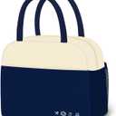DALINDA Lunch Bag Women, Lunch Box for Women Men Reusable Insulated Lunch Tote Bag, Handbags Case High Capacity for Travel Work Picnic,white blue