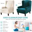MIFXIN Wingback Chair Slipcover 2-Piece Velvet Stretch Wing Chair Slipcovers with Cushion Cover Removable Washable Armchair Sofa Furniture Protector for Living Room (Teal)