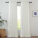 NICETOWN Sheer Ivory Curtains 96 inches Long, Rod Pocket & Back Tab Semi Sheer Faux Linen Blend Privacy Semitransparent with Light Filtering Bedroom/Living Room, W52 x L96, Ivory, 2 Panels
