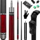 HomeSeason 58inch Carbon Fiber Pool Cue Stick with Screw-in Extension and Leather Case, 18oz Low Deflection Professional Cue Stick for Billiards, 13mm Tip