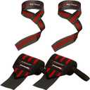 Rip Toned Wrist Wraps & Lifting Straps Combo  Dynamic Duo Push & Pull Support for Weightlifting  Wrist Support Wraps + Padded Grip Straps for Bench, Deadlifts, Rows & Pull-Ups (Men & Women) (13", Red)