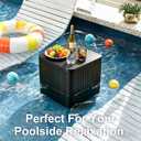 2-in-1 Umbrella Side Table 16.54" Outdoor Patio Table with Fillable 15 Gal Water/Sand Base, Fits 1.5" Pole, UV Resistant for Pool, Deck, Garden (Black)