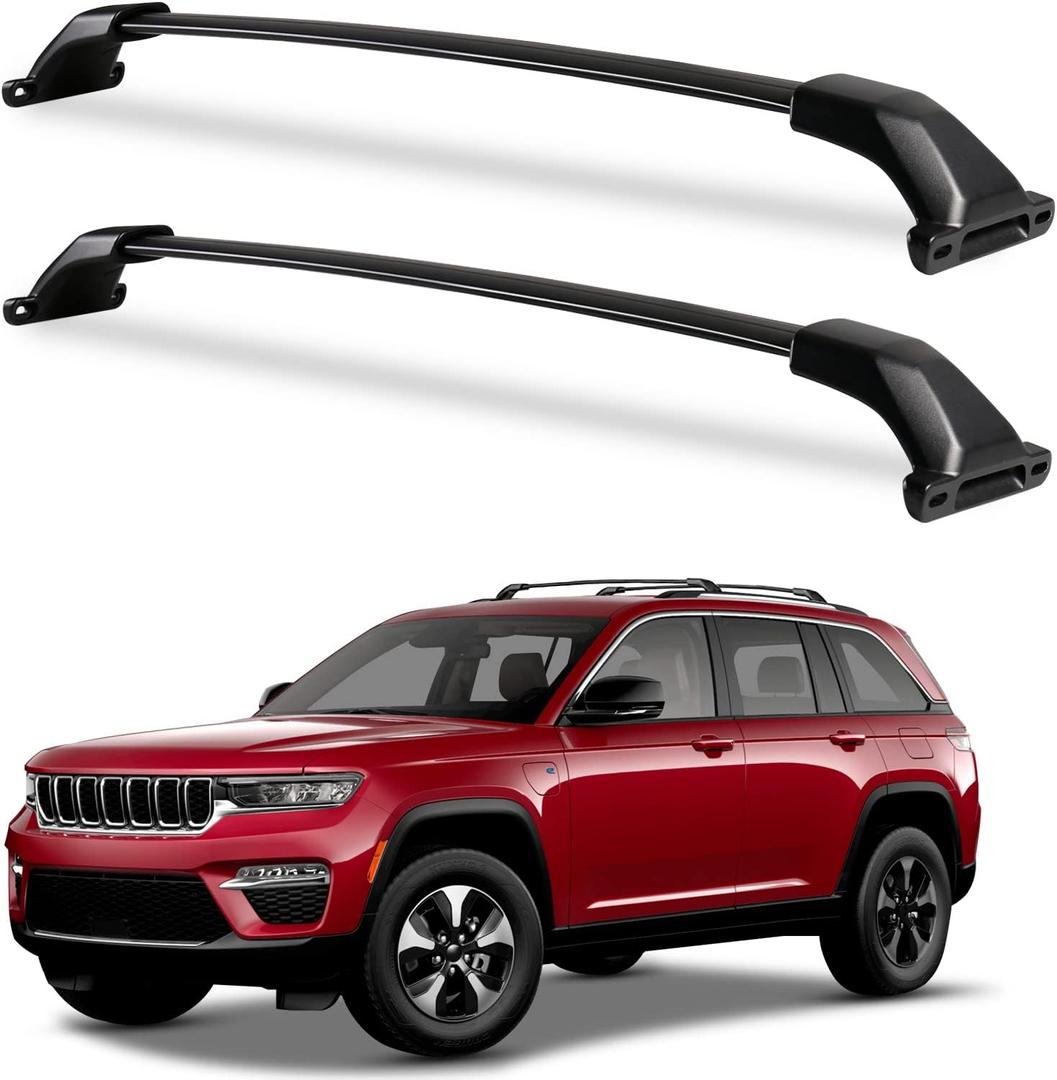 Roof Rack Cross Bars Compatible with Jeep Grand Cherokee L 2021-2025 and 2022 2023 2024 2025 Grand Cherokee WL, Heavy Duty 220lb Aluminum Crossbar Racks Roof Rail Rooftop Luggage Canoe