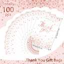 Pajean 100 Pcs Thank You Bags Bulk Small Thank You Plastic Gift Bags with Handle Dots Goodie Treat Shopping Wrap for Birthday Party Favors Business Wedding Baby Shower, 6.7" x 9.8"(White Rose Gold)