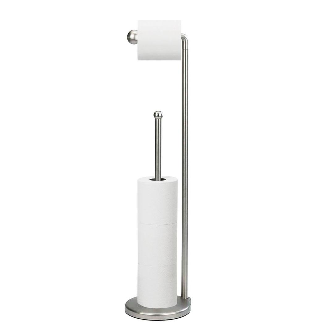 Umbra Teardrop Free Standing Toilet Paper Holder Stand and Holder with Storage for up to 5 TP Rolls, Brushed Nickel