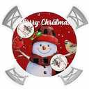 Christmas Snowman Round Tablecloth for 55" - 60" Tables, Waterproof Outdoor Table Cloths 60 Inch Round Fitted Tablecloth with Elastic, Winter Cardinal Xmas Berry Snowflake Table Cloth Cover for Picnic