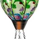 Starsoul Hummingbird Hot Air Balloon Solar Lantern with Candle Holder Glass Outdoor Solar Hot Air Balloon Flickering Flame for Lawn Porch Yard Decorations Gifts for Women Mom Grandma