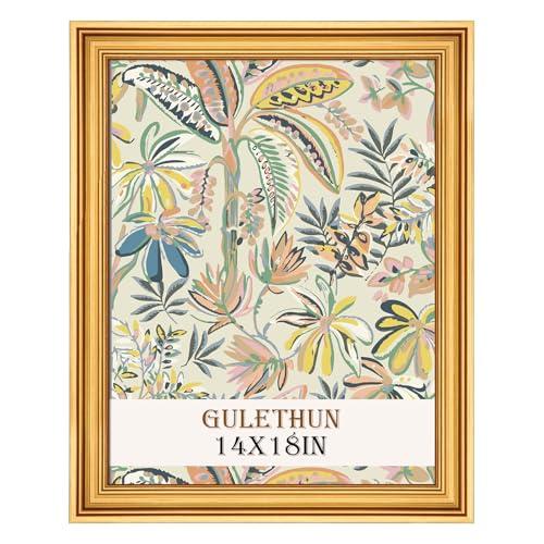 GULETHUN 14x18 Frame, Transitional Modern Design Picture Frames, 14 by 18 Rustic Poster Frame for Home Decor, Gold Vintage Photo Frame, Horizontal or Vertical Display, Choose Size & Color