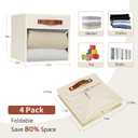 HNZIGE Fabirc Storage Cubes Bin 13x15x13 Clear Storage Cube, 4 Pack Foldable Cloth Cubby Storage Bins for Cube Organizer Closet Cabinet, Large Fabric Storage Bins for Shelves Organizer Bins- Cream