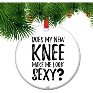 Funny Knee Operation Ornament, New Knee Replacement Surgery, get Well Soon Gift (C1)