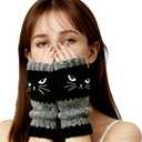 Womens Knitted Fingerless Gloves, Cat Fingerless Glove, Winter Warm Gloves, Essential for Office Work, Studying, Using Phone & Outdoor Activities (1 Pair, Cylindrical, Not Individual Finger Sleeves)