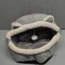 Winter Warm Pet Kennel with Cover Anti-Kicking Self-contained Quilt Dog Kennel Semi-Enclosed Soft Half-Covered Cat Bed (Gray)