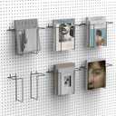 6 Pair Expandable Literature Display Shelf for Pegboard, Metal Wire Peg Board Magazine Holder, Pegboard Shelves Accessory for Trade Shows, Exhibitions, Offices, and Retail Stores, Black