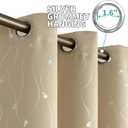 BGment Short Room Darkening Curtains 54 inch Length for Small Windows, Grommet Thermal Insulated Drapes for Bedroom with Wave Line and Dots Printed, 2 Panels, Each 38 x 54 Inch, Beige