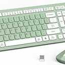 Wireless Keyboard and Mouse Combo, FullSized Wireless Keyboard and Adjustable DPI Mouse, 2.4GHz USB Receiver, Silent Keyboard and Mouse for PC, Windows, MAC, Desktop, Laptop (Avocado Green)