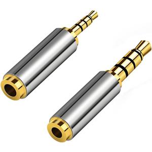 2 Pack Gold Plated 2.5mm Male to 3.5mm Female/3.5mm Male to 2.5mm Female Audio Jack Adapter, Headset Converter Connector for Smartphones, Headphone, Mic, Tablets