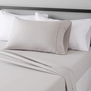 Amazon Basics Lightweight Super Soft Easy Care Wrinkle Free Microfiber 3 Piece Bed Sheet Set with 14-Inch Deep Pockets, Twin, Light Gray, Solid, Kids, Men & Women Bedding