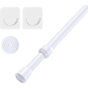 AIZESI 1pcs Tension Curtain Rod Spring Tension Rod Short Curtian Rods No Drilling Expandable Spring Loaded Curtain Tension Rod Adjustable 26 to 39 inch,Best Use Range 28 to 36 inchWhite