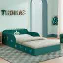 Delta Children Dino Wood Floor Toddler Bed with Reusable Stickers, Green