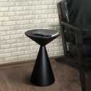 Small Drink Table, Round Martini Table, Drum End Table Side Table, Metal Accent Table, for Small Space Living Room, Bedroom, Black (13.5"D x 13.5"W x 19.75"H)