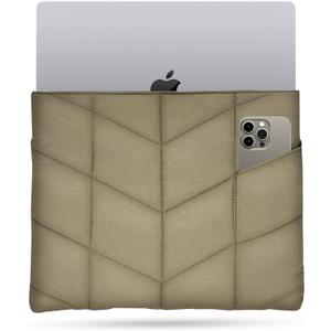 UZBL Puffy Laptop Sleeve 13-14 inch, Puffer Laptop Carrying Case for Women, Pillow Case Compatible for MacBook Air M3 2024 M2 M1, MacBook Pro 13 in 14 in, Diamond Stitched Sleeve (Khaki)