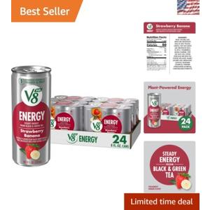 48 fl oz Strawberry Banana Juice Energy Drink - Caffeinated 8 oz Can Pack of 24 BB:02/14/2026